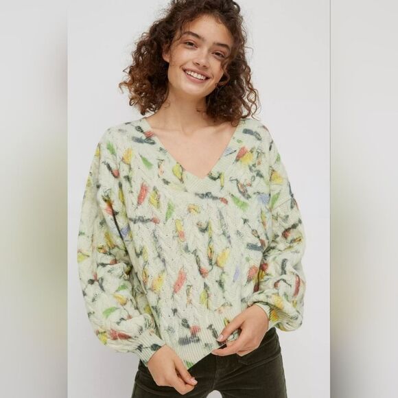 Anthropologie Catch of the Day Cable Knit Lambswool Sweater Size XL - Picture 1 of 9